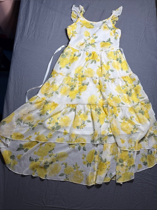 lilt Other - lilt White Dress with Yellow Floral Tiered Ruffles